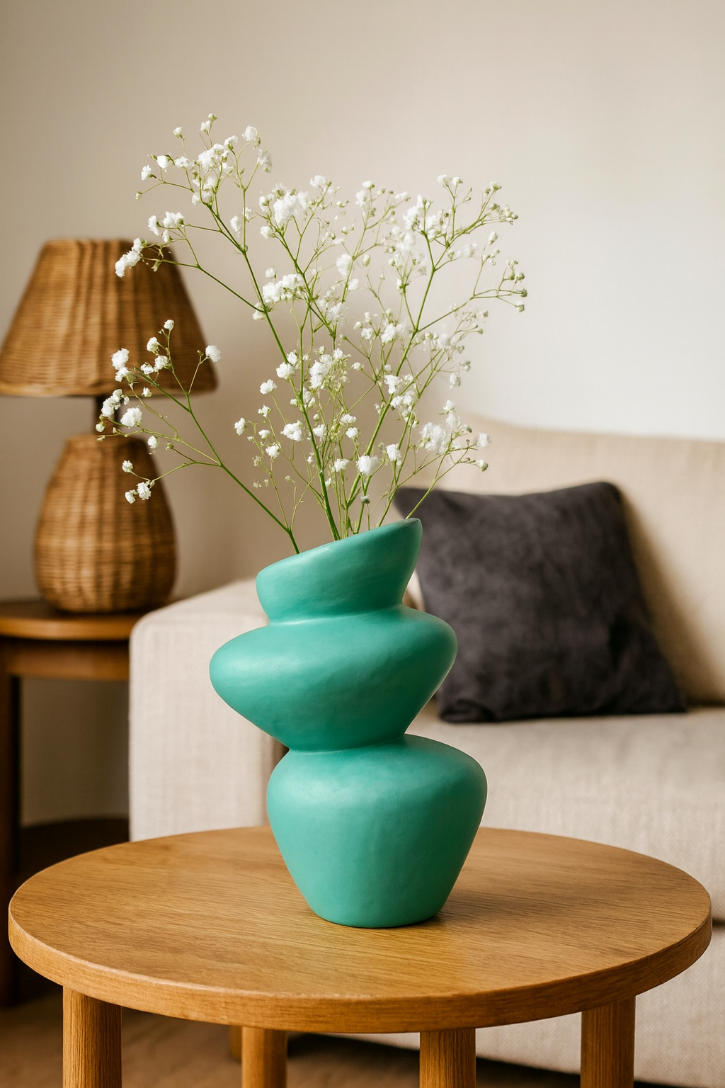 Seramik Üç Kat Vazo Yeşil 26,5x19,5 cm Modern Dekoratif Vazo