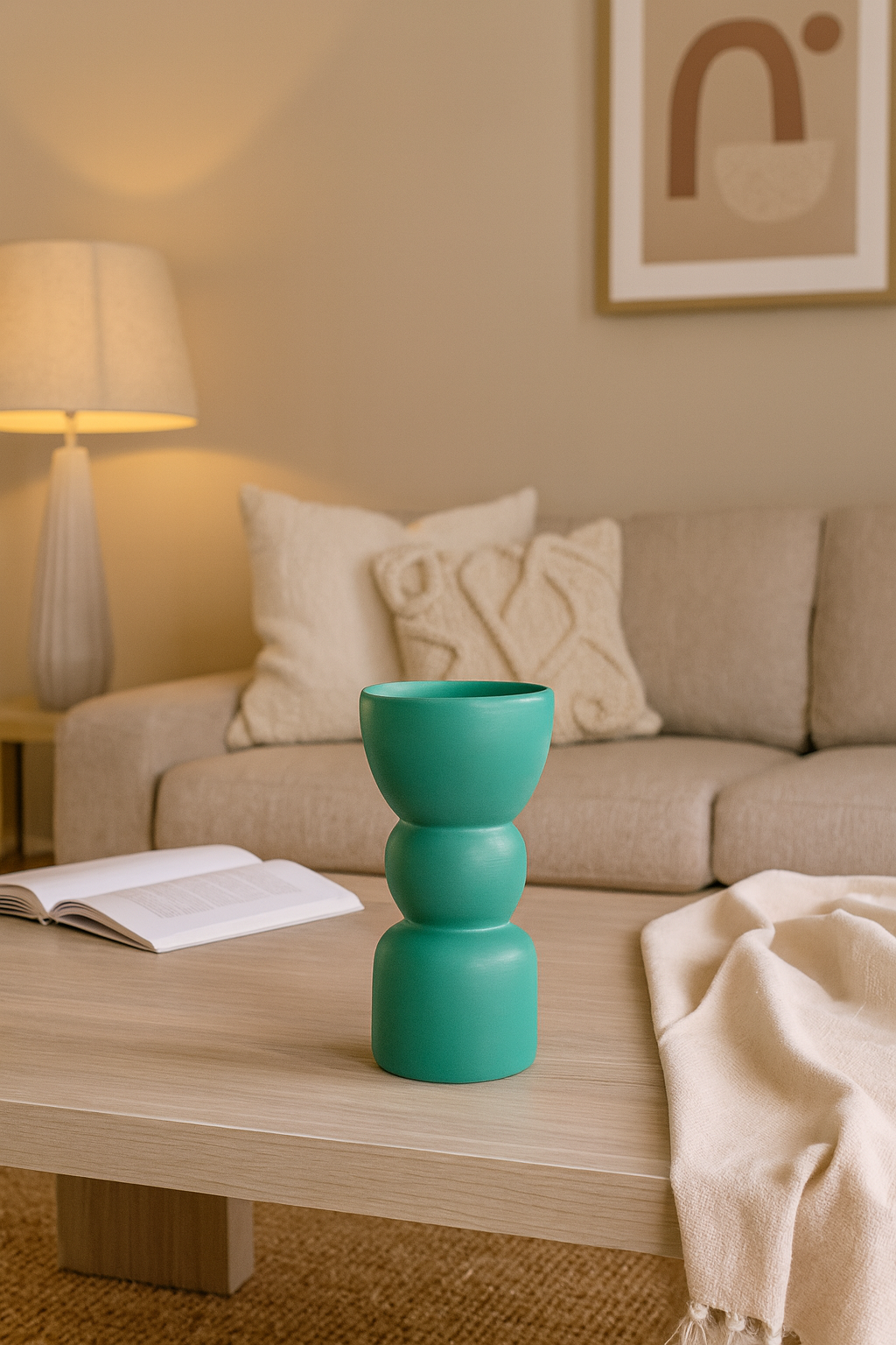 Seramik Triple Vazo 23x10 cm Modern Dekoratif Aksesuar