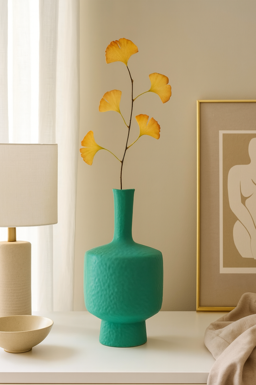 Seramik Case Vida Vazo Yeşil 36,5x18 cm Modern Dekoratif Vazo