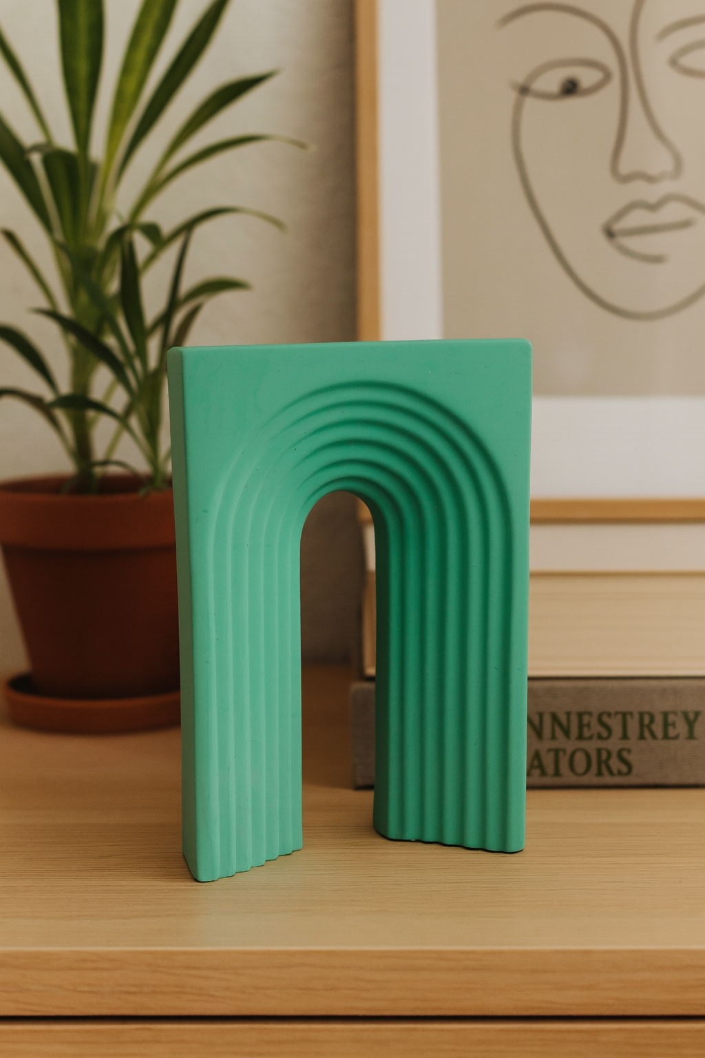 Seramik Kale Biblo Yeşil 22,5x15 cm Modern Dekoratif Obje