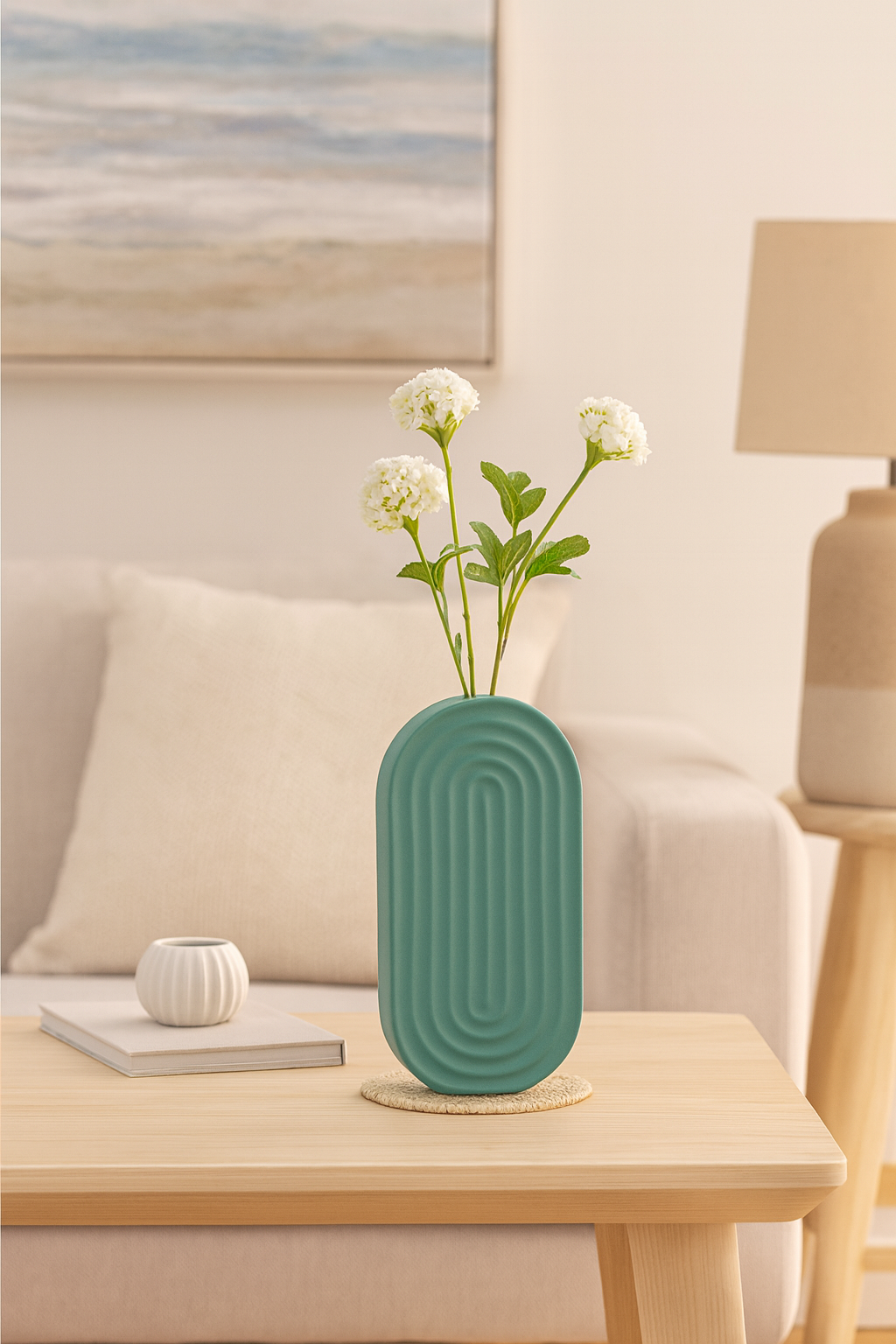 Seramik Gökküşağı Vazo Yeşil 29x14,5 cm