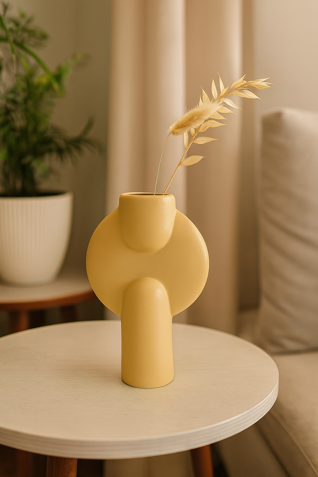 Seramik Büyük Aria Vazo Bej 26,5x16,5 cm