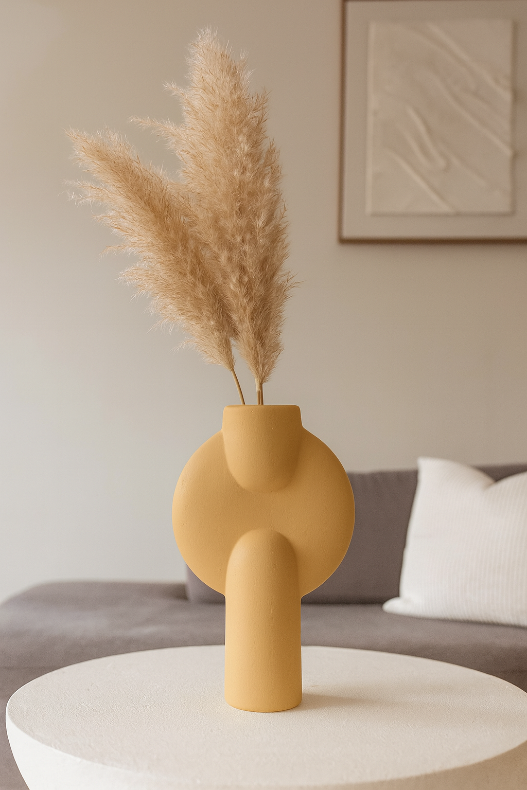 Seramik Büyük Aria Vazo Bej 26,5x16,5 cm