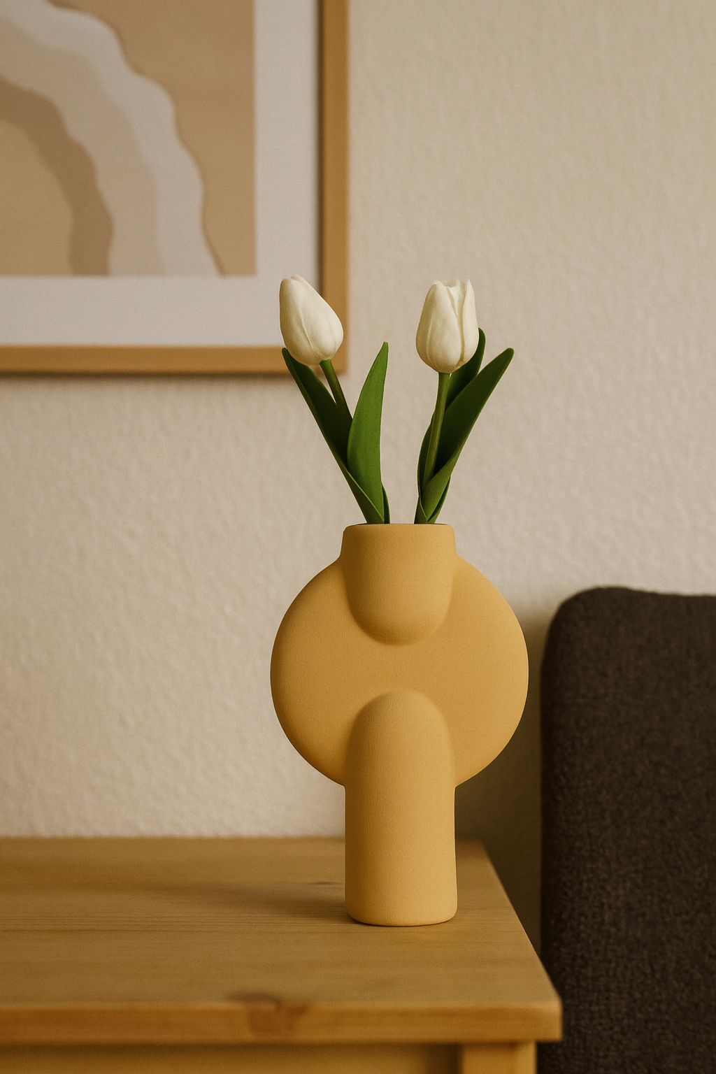 Seramik Büyük Aria Vazo Bej 26,5x16,5 cm