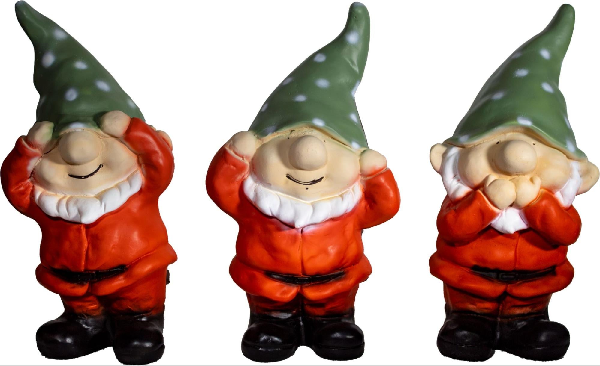 Üçlü GBD Cüce Biblo Kırmızı – Dekoratif Sevimli Figür Seti (40x20 cm)