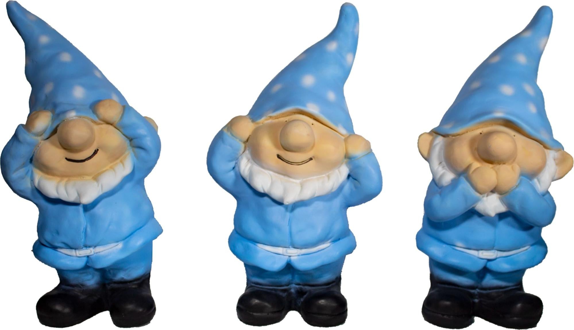 Üçlü GBD Cüce Biblo Mavi – Dekoratif Sevimli Figür Seti (40x20 cm)