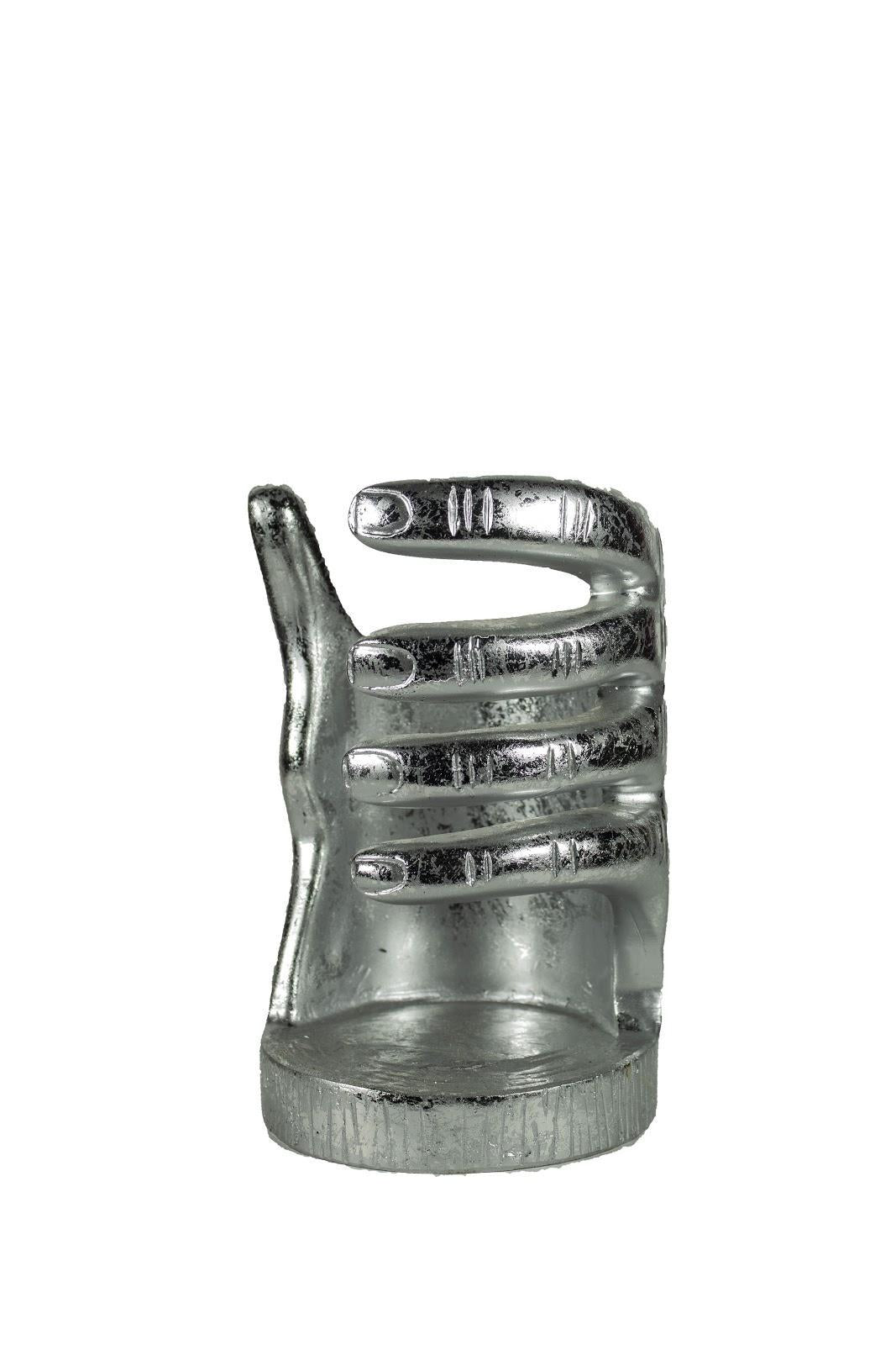 El Dekoratif Şişelik 14x20 cm – Polyester Şişe Tutucu Gümüş Renk