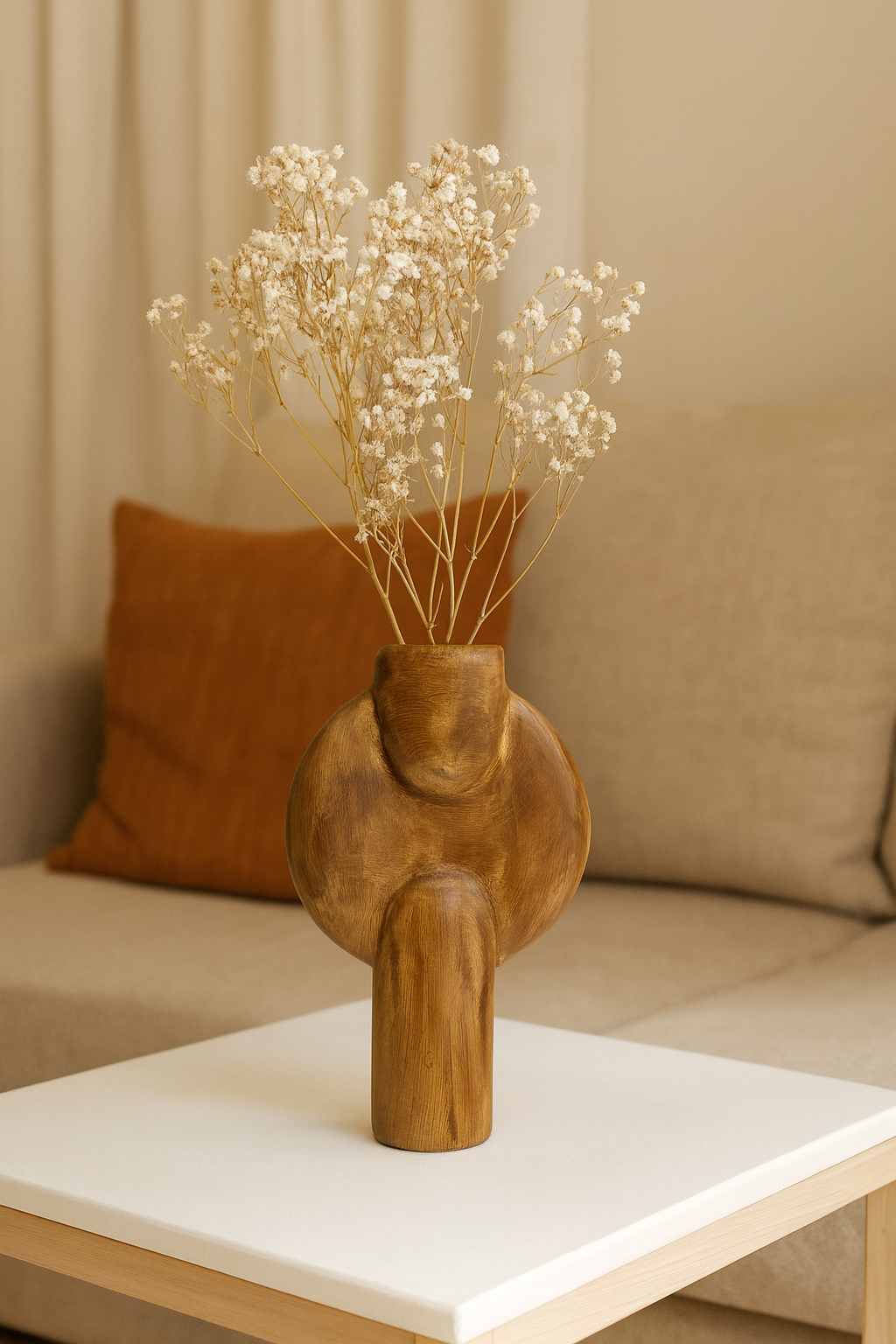 Seramik Büyük Aria Vazo Kahverengi 26,5x16,5 cm