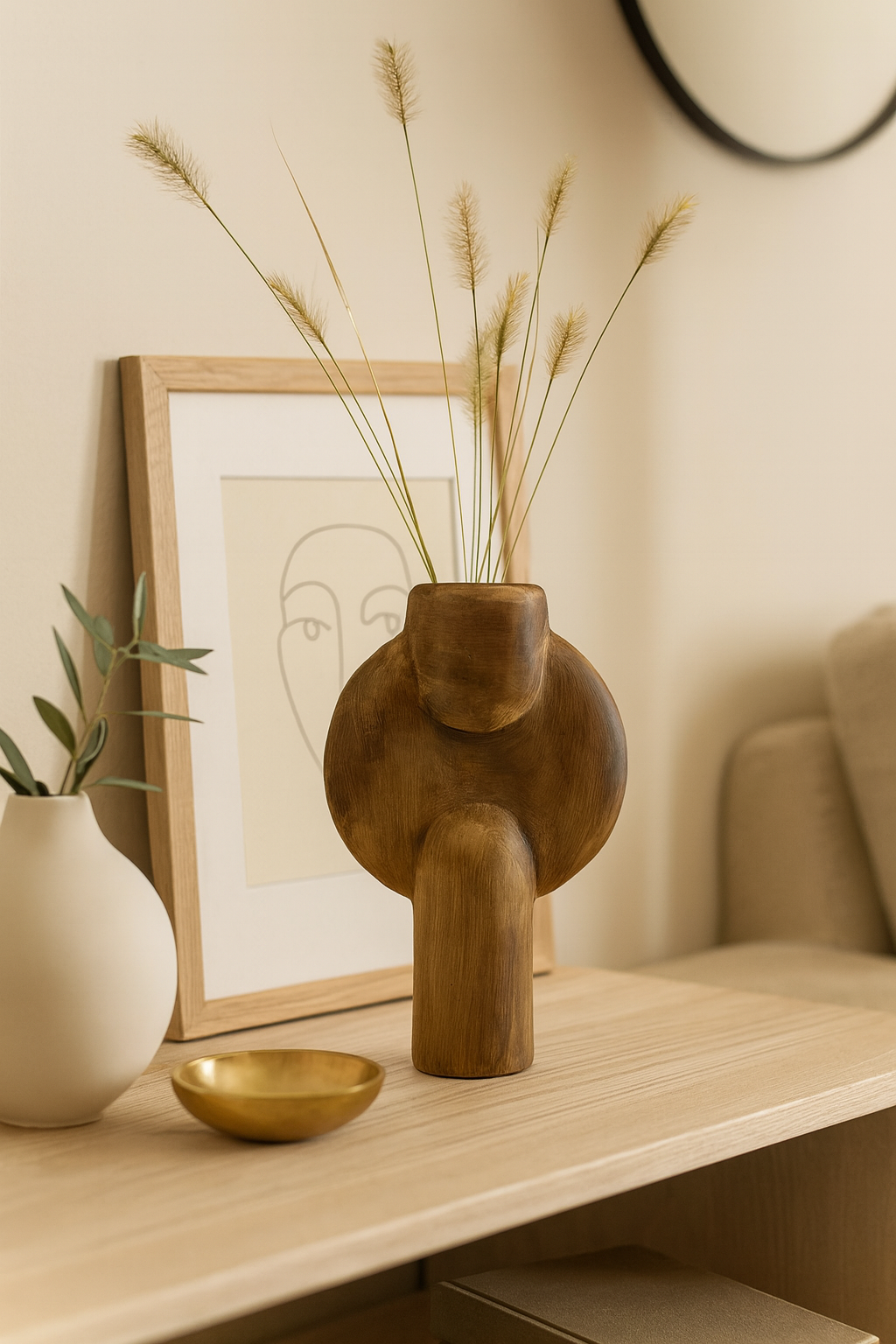 Seramik Büyük Aria Vazo Kahverengi 26,5x16,5 cm