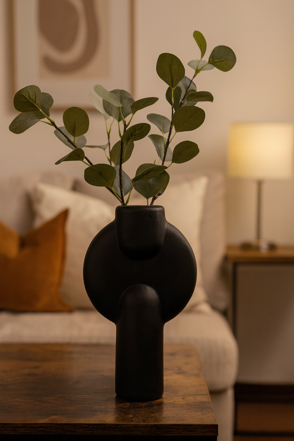 Seramik Büyük Aria Vazo Siyah 26,5x16,5 cm