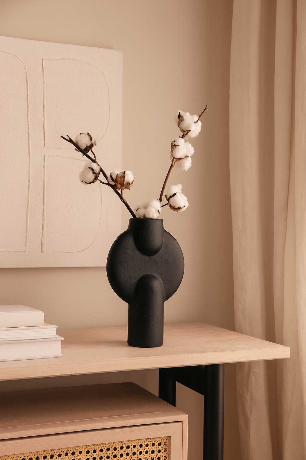 Seramik Büyük Aria Vazo Siyah 26,5x16,5 cm