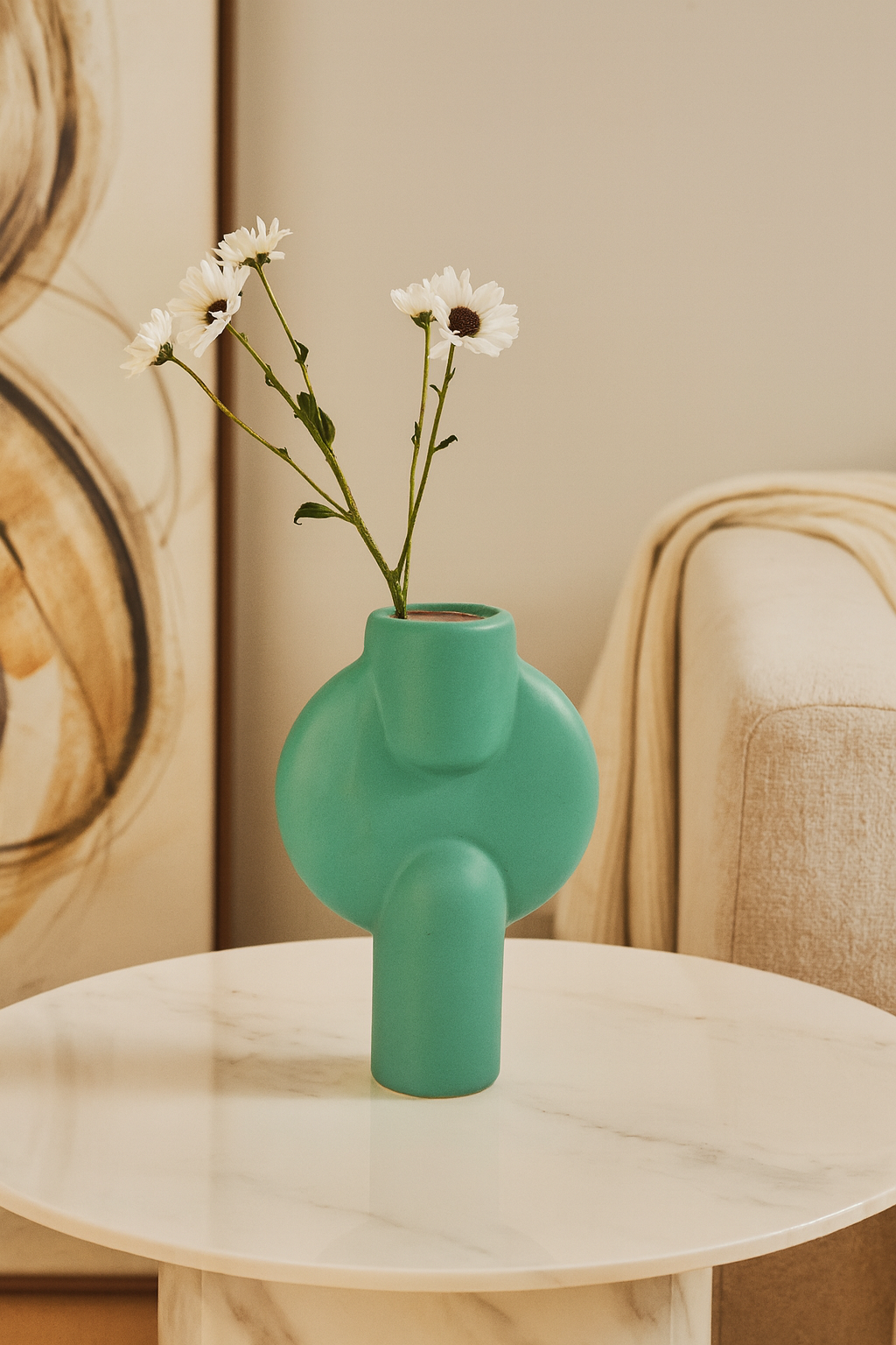 Seramik Büyük Aria Vazo Yeşil 26,5x16,5 cm